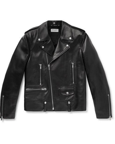 Saint Laurent Men's Black Slim-fit Leather Biker Jacket