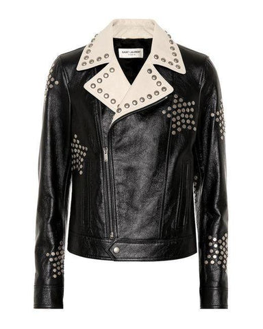 Saint Laurent Women's Black Studded Biker Jacket