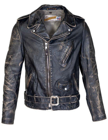 Schott Nyc Men's Vintaged Fitted Motorcycle Jacket