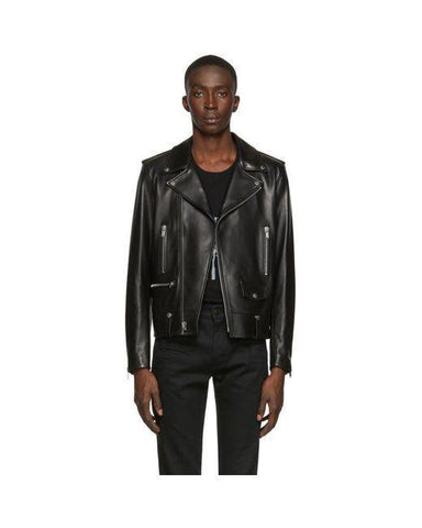 Saint Laurent Men's Black Leather Classic Motorcycle Jacket