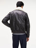 TOMMY HILFIGER SHEARLING COLLAR LEATHER BOMBER JACKET