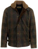 Schott NYC Men's Plaid Waxed Cotton N-1 Deck Jacket, Genuine Sheepskin Collar