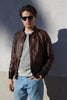 Schott NYC Waxed Natural Pebbled Cowhide A-2 Leather Flight Jacket